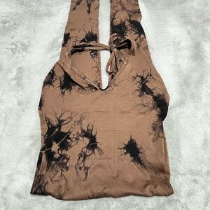 Brown and Black Tie-Dye Women's Jumpsuit